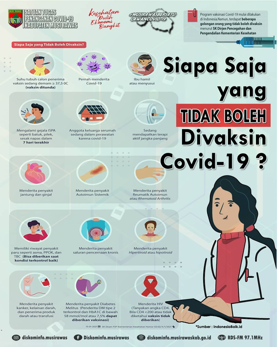 #Repost @diskominfo.musirawas Siapa Saja yang TIDAK BOLEH Disuntik Vaksin Covid-19? Cek di Infografis ya